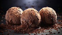 Three Chocolate Ice Cream Balls