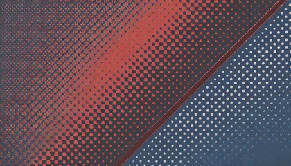 Wall Mural - checkered halftone pattern vector angled border red dark blue abstract background chequered rounded square dots subtle texture pop art graphic design half tone contrast minimalism art wide wallpaper