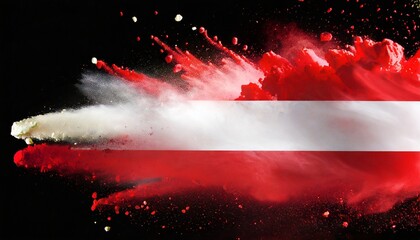 Wall Mural - colorful red white red austrian flag color holi paint powder explosion isolated background austria colors celebration soccer travel tourism concept