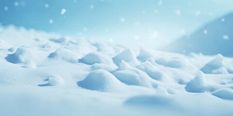 Poster - Close up of snow texture in light blue. Shadows in the snow close-up. : Generative AI