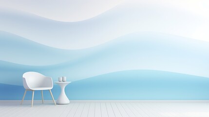 Fototapete - Abstract light blue and white wave background. Simple vector graphic pattern, modern : Generative AI