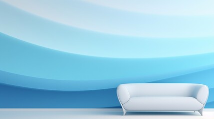 Fototapete - Abstract light blue and white wave background. Simple vector graphic pattern, modern : Generative AI