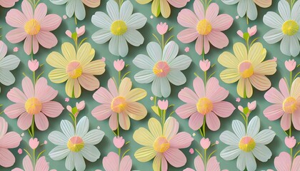 Sticker - beautiful repeatable flower backdrop texture pattern in pastel colors for seamless wrapping paper or digital paper generative ai