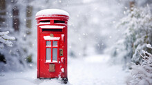 Red Postbox Or Mailbox In The Snow
