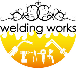 Wall Mural - Symbol for a welder and welding work, tool and pattern