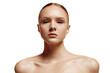 © Lustre Art Group  - Close up portrait of beautiful young woman with well kept, smooth skin and natural make up against white studio background. Concept of natural beauty people, self and body care, female health.