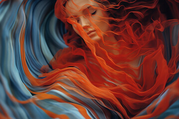 Aufkleber - Abstract patterns resembling waves of cerebral creativity enveloping a person, capturing the flowing and transformative essence of creative ideas in design.