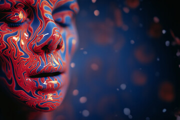 Poster - Abstract patterns resembling the dynamic flow of cognitive processes enveloping a person, illustrating the fluid and energetic aspects of brain-inspired design.