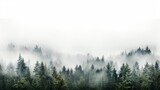 Fototapeta Las - A misty forest with fog enveloping the trees creating a serene and mystical atmosphere