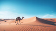 Camel in a desert background. Generative AI.