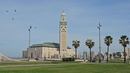 Wall Mural - view of the famous Hassan II Mosque against sky ; Casablanca, Morocco