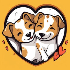 two happy dogs in heart