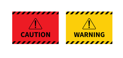 Wall Mural - Warning sign on white background. Black and yellow line striped. Vector illustration