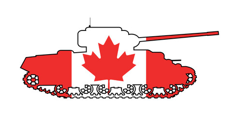 Poster - Canadian Battle Tank Silhouette With Flag