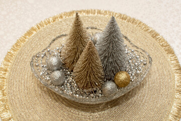 Wall Mural - Decorative christmas trees in glass vase	
