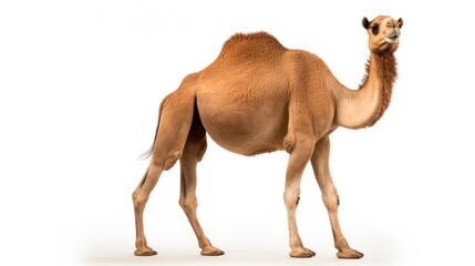 Wall Mural - Camel in the desert isolated on transparent and white background.PNG image.