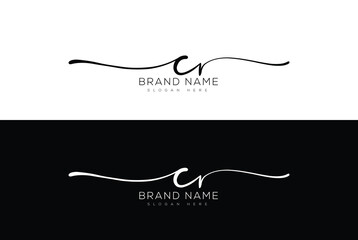 CR initial handwriting signature logo designs and lettering
