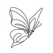 蝶の線画、シンプルな表現。画像生成AIで作成された。シンプルなイラストは様々なシーンで活用可能。