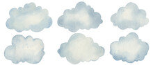 Hand Painted Watercolor Sky Elements. Weather, Clouds And Other Fairy Isolated Clipart