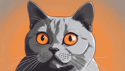 Naklejka na meble A cat with orange eyes and a black nose