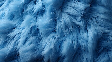 Canvas Print - A luxurious blue fur coat adorned with delicate feathers evokes a sense of elegance and opulence in this striking close-up shot