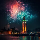 Fototapeta Big Ben - New year celebration in london