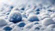 Blue christmas snowballs covered with snow. Generative Ai