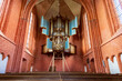 Ancient organ supported by beans results of earthquakes and gas extraction in medieval church of Zeerijp municipallity Midden-Groningen in Groningen province in The Netherlands