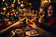 © Iana Alter - Celebratory Toast. Young People with Champagne Glasses Ringing in Christmas and New Year Festivities