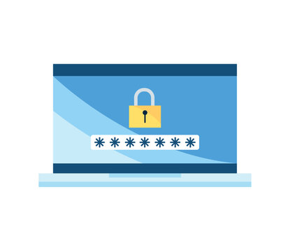data security illustration of a laptop and padlock