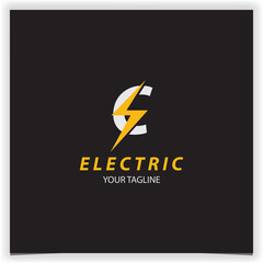 Wall Mural - letter c electric logo lightning bolt tunder bolt design logo template vector illustration