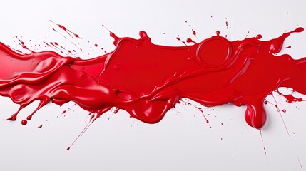 Wall Mural - Paint red on white background, ai generative