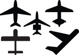 Fototapeta  - Set of airplane icon. Aircrafts flat style. Airplane illustration. Paper plane symbol or logo. Simple vector illustration of a plane. Editable Airplane Aircraft Icon isolated on white Background