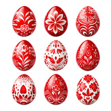 Set Easter Eggs Clipart In Color Red On White Background 