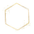Gold hexagon sparkle frame with gold glitter