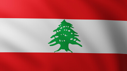 Wall Mural - Large Flag of Lebanon fullscreen background in the wind