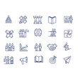 Training teamwork vector icons set,  co-workers, cooperation. Linear busines simple symbol