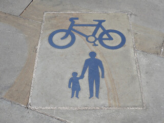 Wall Mural - bike and pedestrian area sign