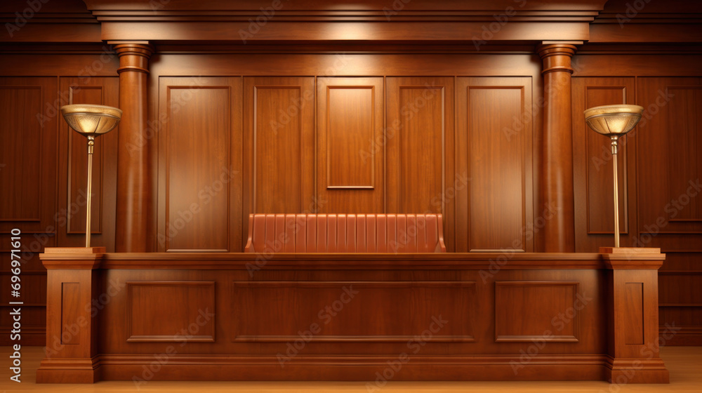Photo Stock Empty American Style Courtroom. Supreme Court of Law and ...
