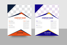 
A Bundle Of 2 Templates Of A4 Flyer Template, Modern Template,  And Modern Design, Perfect For Creative Professional Business, For Poster Flyer Cover. Graphic Design Layout With Triangle Graphic Elem