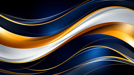 Wall Mural - Gold, blue, white wavy lines business wallpaper with copy space. Background concept. AI generated.