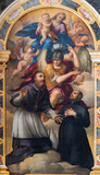 Fototapeta  - VICENZA, ITALY - NOVEMBER 7, 2023: The painting Madonna with St. Michael, St. Giulian and St. Francis de Sales in the church Chiesa di San Giuliano by Pietro Bartolomeo Cittadella (1636 - 1704).