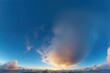blue evening sky seamless panorama spherical equirectangular 360 degree view cumulus clouds setting sun full zenith use 3d graphics game aerial drone panoramas sky replacement