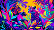 Patterns with vibrant neon animals. vektor icon illustation