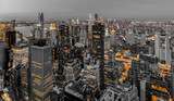 Fototapeta  - Lower Manhattan at twilight with black and gold