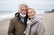 © Vorda Berge - Portrait of a happy senior couple on the beach at winter