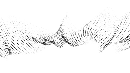Wall Mural - Abstract futuristic wave of black dots moving on a white background.Big data. 3d rendering