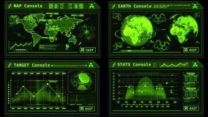 Green Hacker Console Tech HUDs - Loop Overlay Graphic Element
