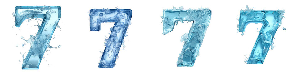 Wall Mural - Ice style frozen Number, logotype, Number 7 , Seven isolated on a transparent background