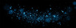 Bokeh, dust sparks and blue stars shine with special light. Vector sparks on black background. Christmas light effect. Sparkling magic dust particles.